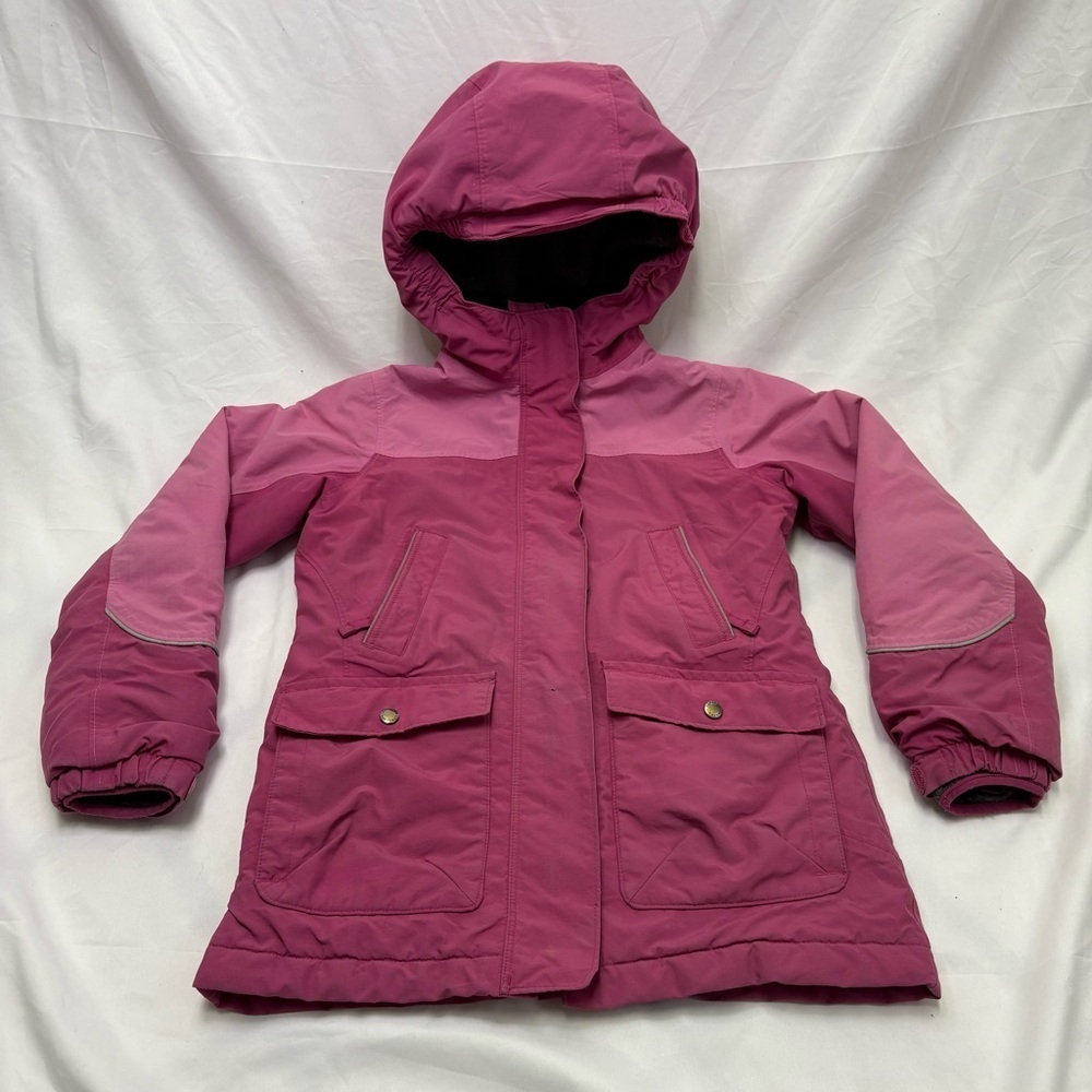 Lands End Girls Small 7-8 Pink Squall Winter Jacket Parka Coat Fleece Insulated